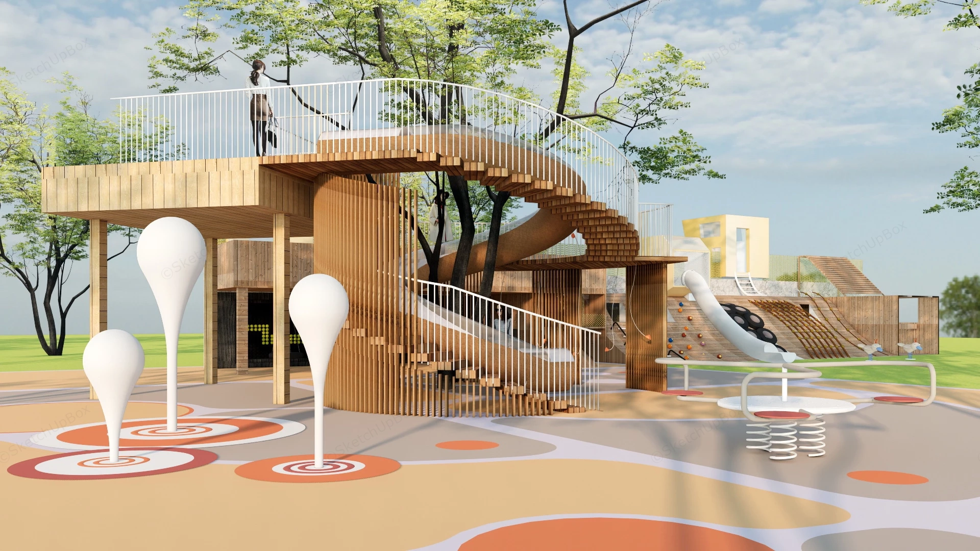 Wooden Children Park Playground sketchup model preview - SketchupBox