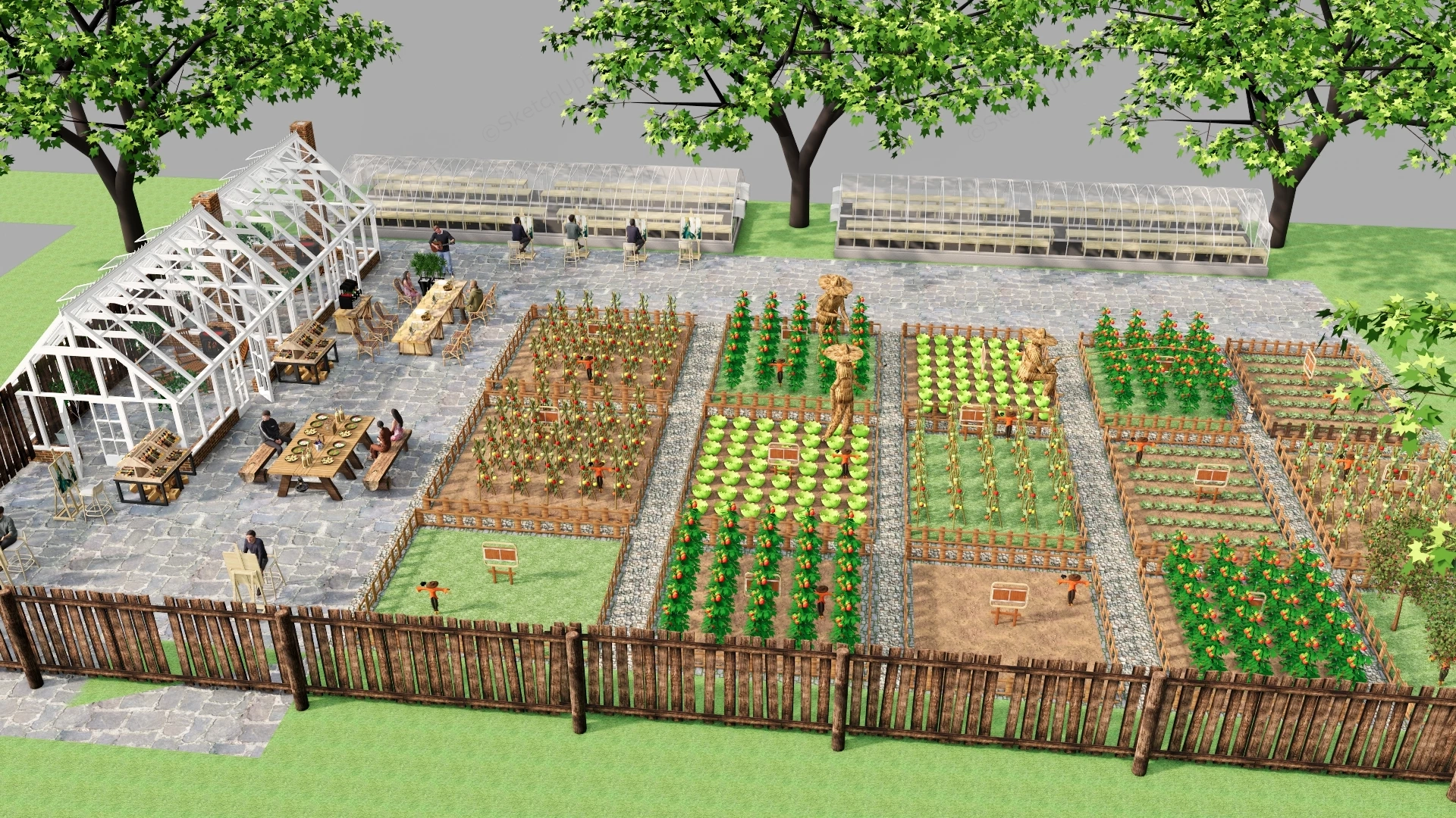 Community Vegetable Garden sketchup model preview - SketchupBox