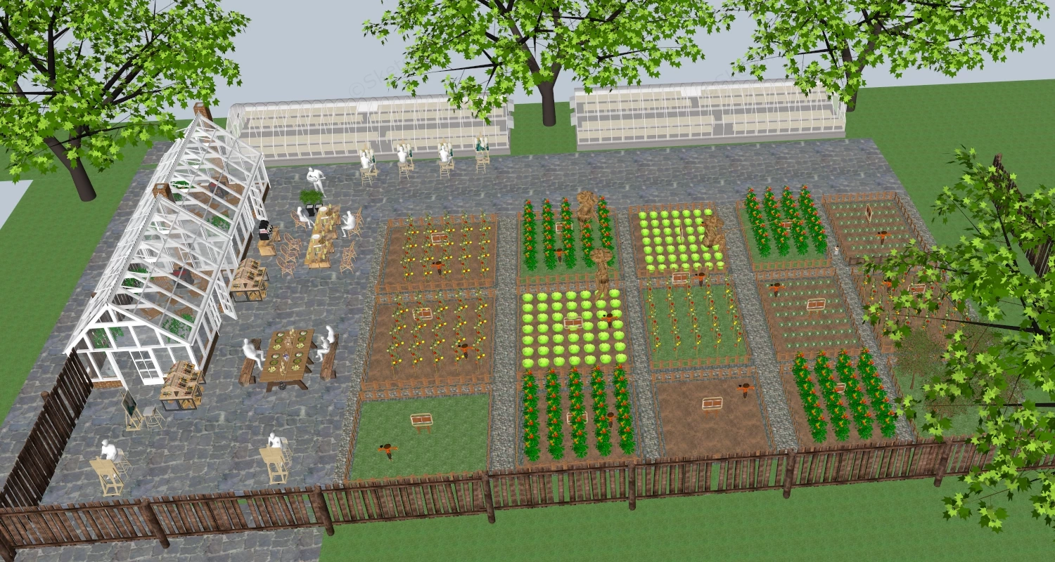 Community Vegetable Garden sketchup model preview - SketchupBox