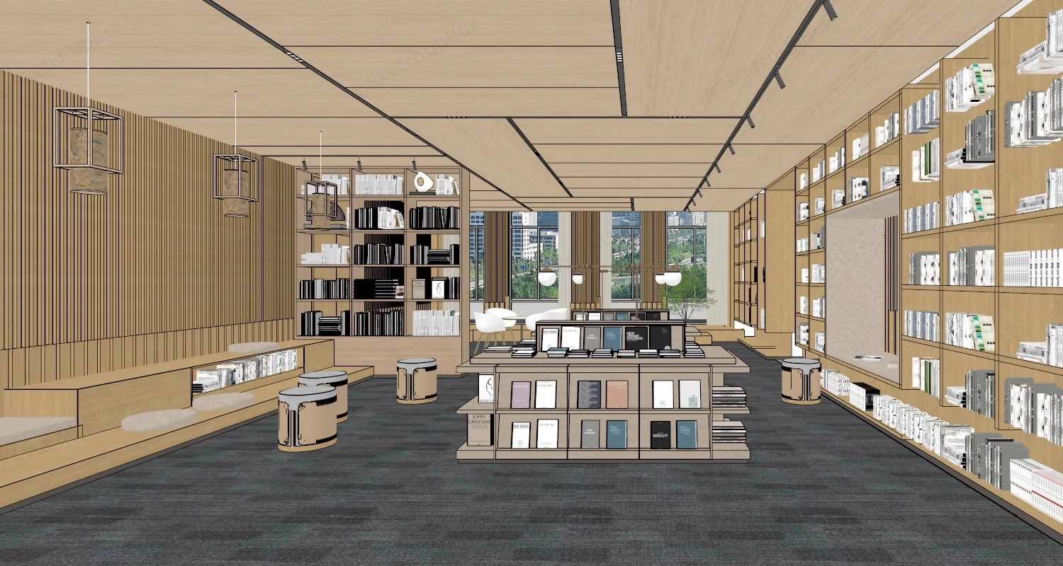 Small Bookstore Design Idea sketchup model preview - SketchupBox