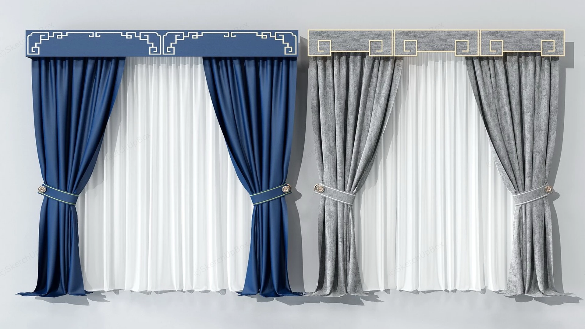 Living Room Curtains Drapes sketchup model preview - SketchupBox