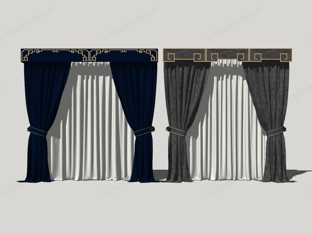 Living Room Curtains Drapes sketchup model preview - SketchupBox