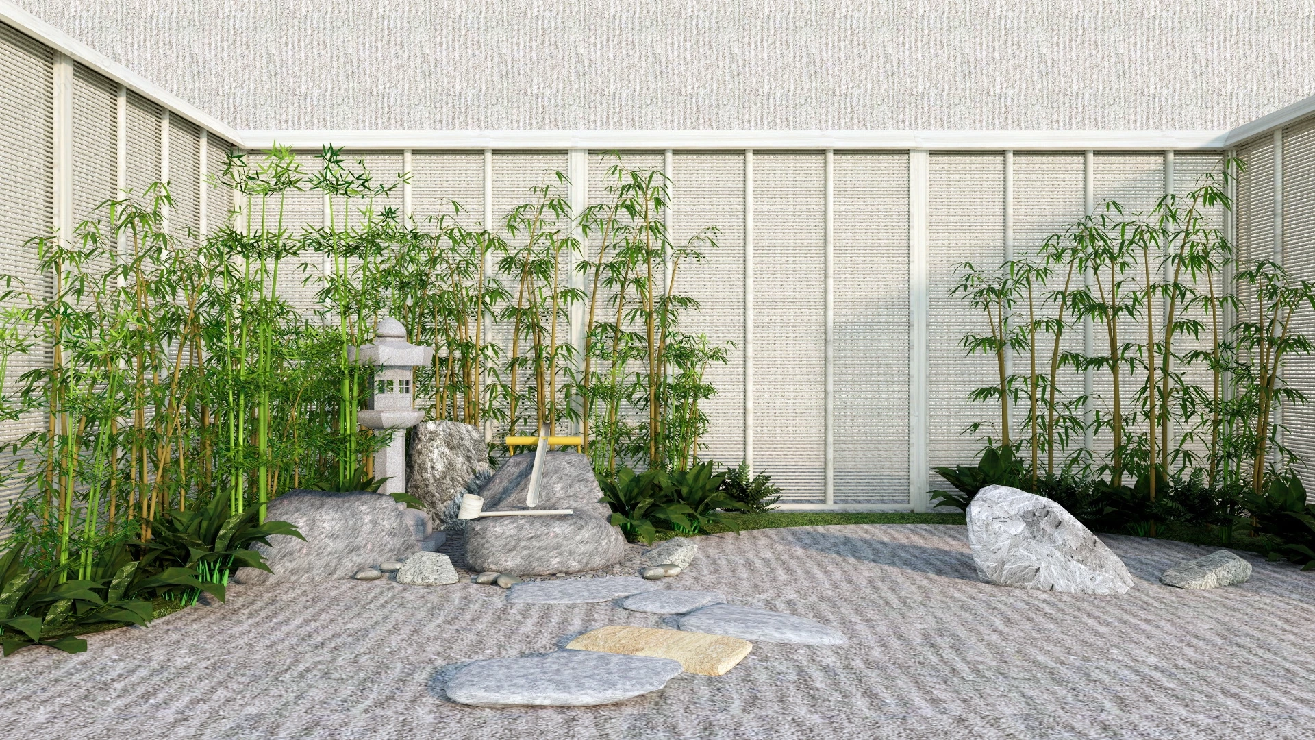Bamboo Zen Garden Design sketchup model preview - SketchupBox