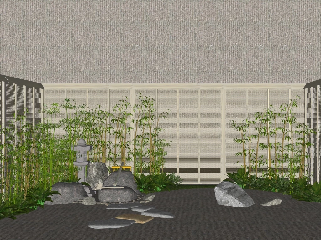 Bamboo Zen Garden Design sketchup model preview - SketchupBox
