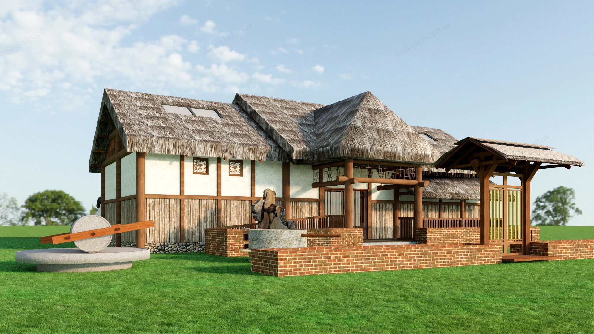 Thatched Roof Cottage sketchup model preview - SketchupBox