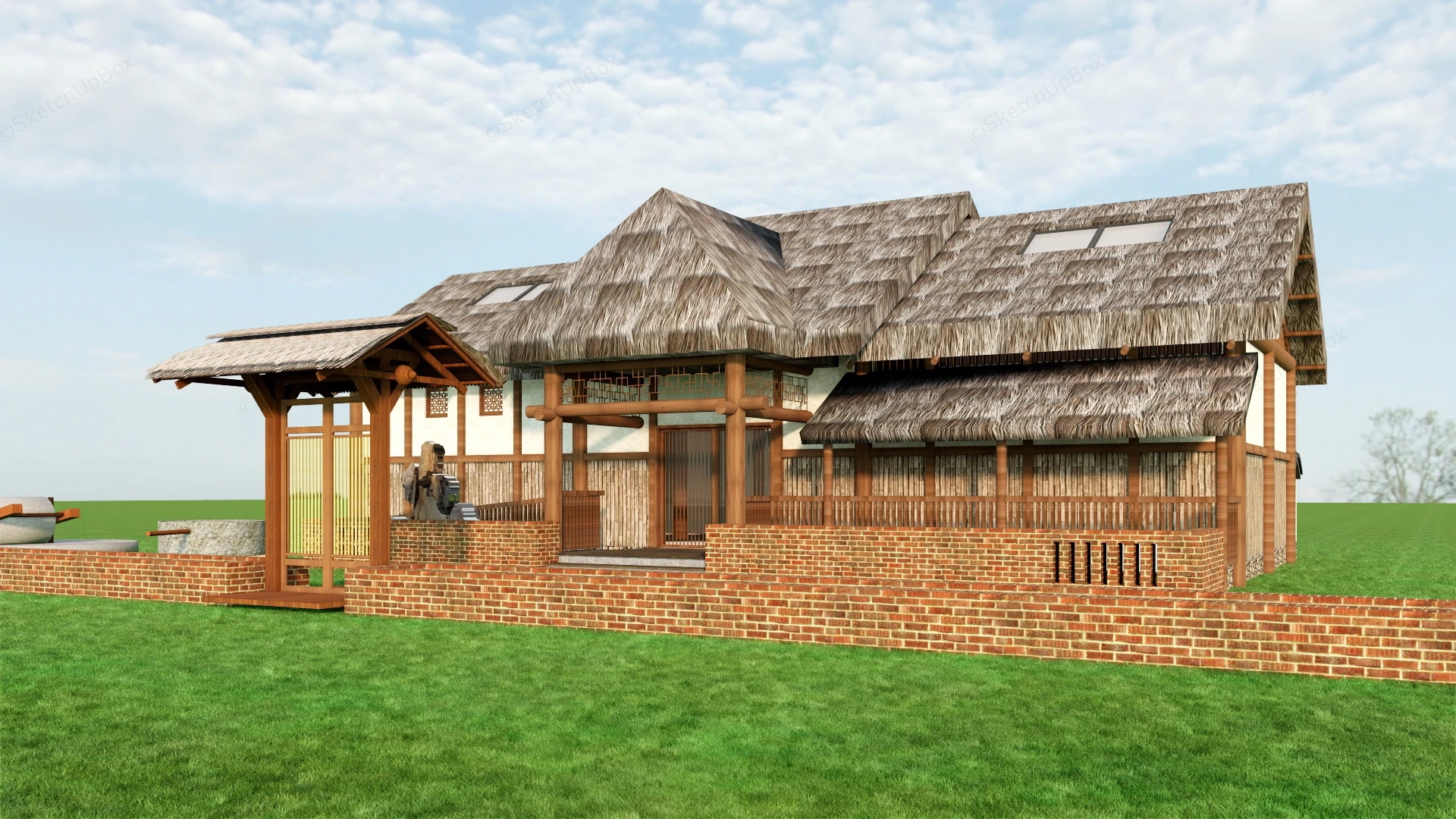 Thatched Roof Cottage sketchup model preview - SketchupBox