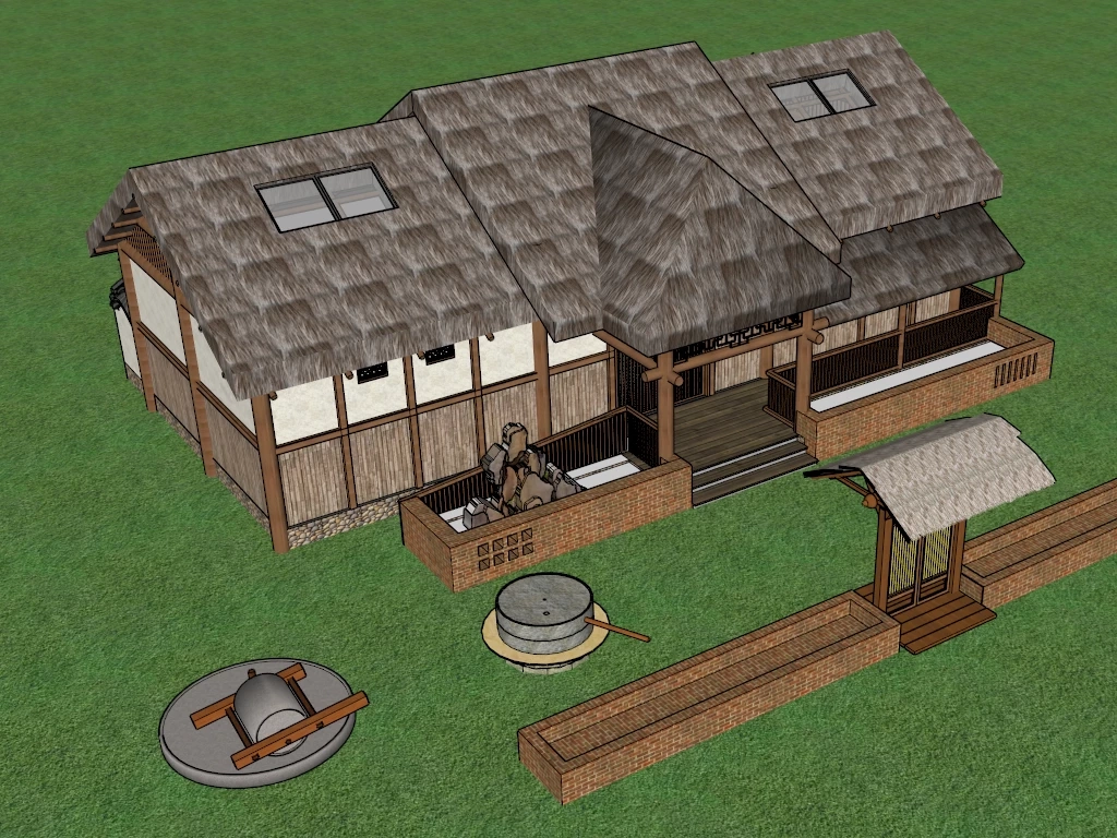Thatched Roof Cottage sketchup model preview - SketchupBox