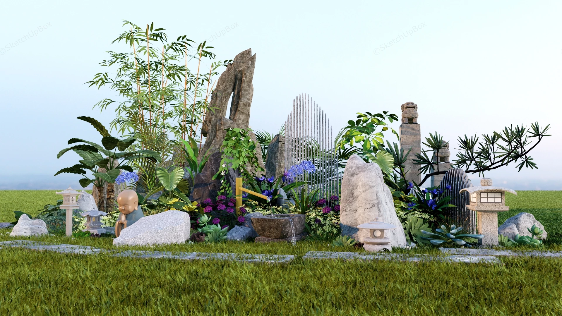 Zen Garden Decor sketchup model preview - SketchupBox