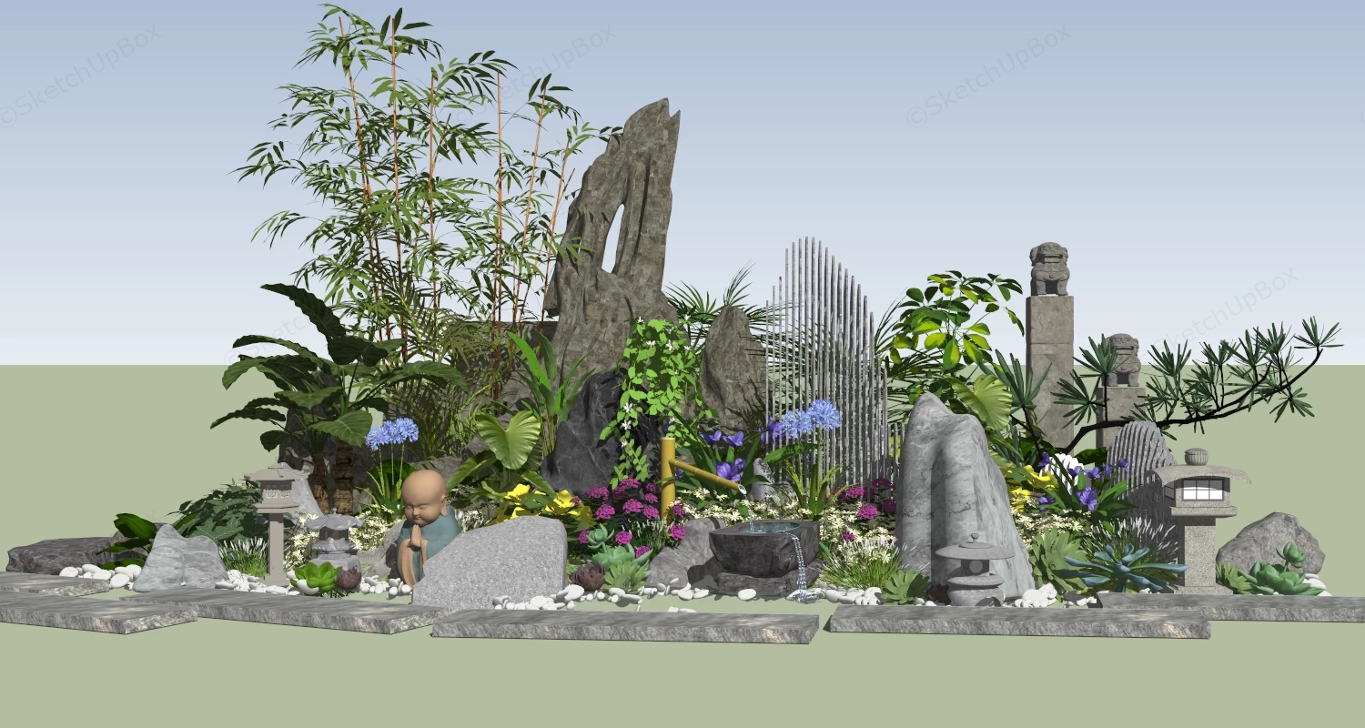 Zen Garden Decor sketchup model preview - SketchupBox