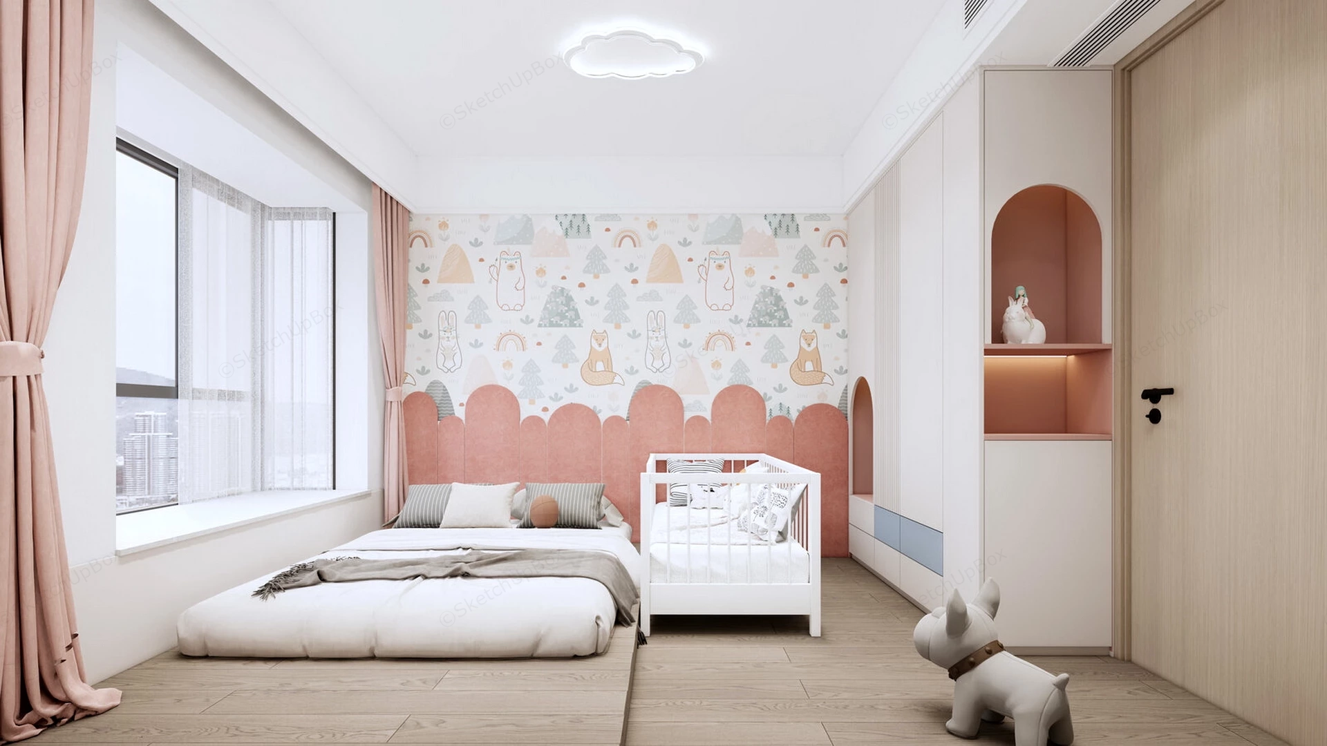 Baby Girl Nursery sketchup model preview - SketchupBox