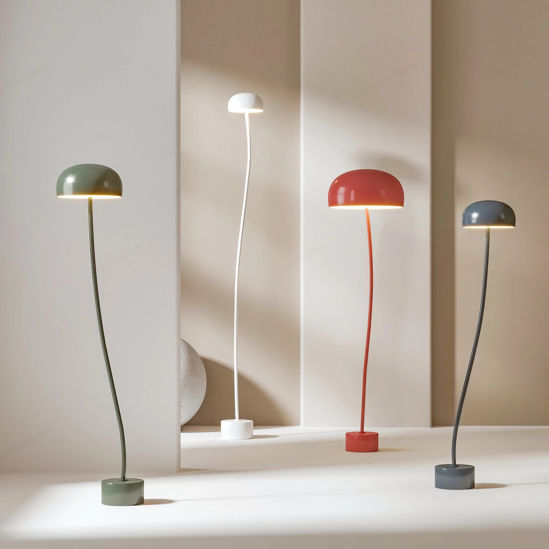 Modern Metal Floor Lamps sketchup model preview - SketchupBox