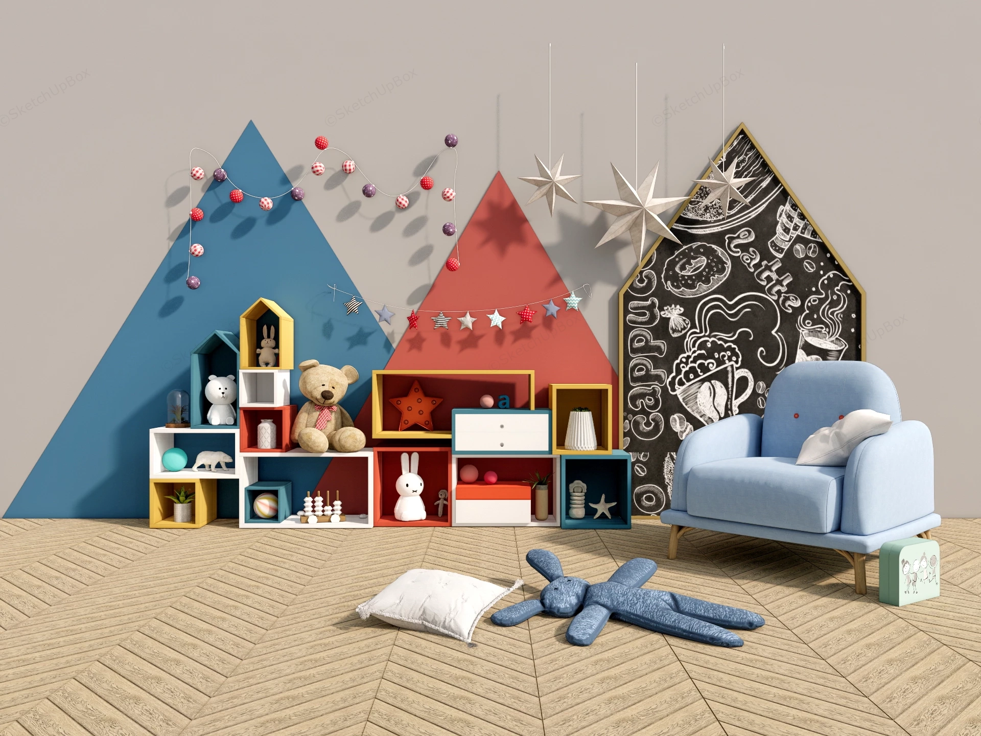 Kids Room Toy Storage sketchup model preview - SketchupBox