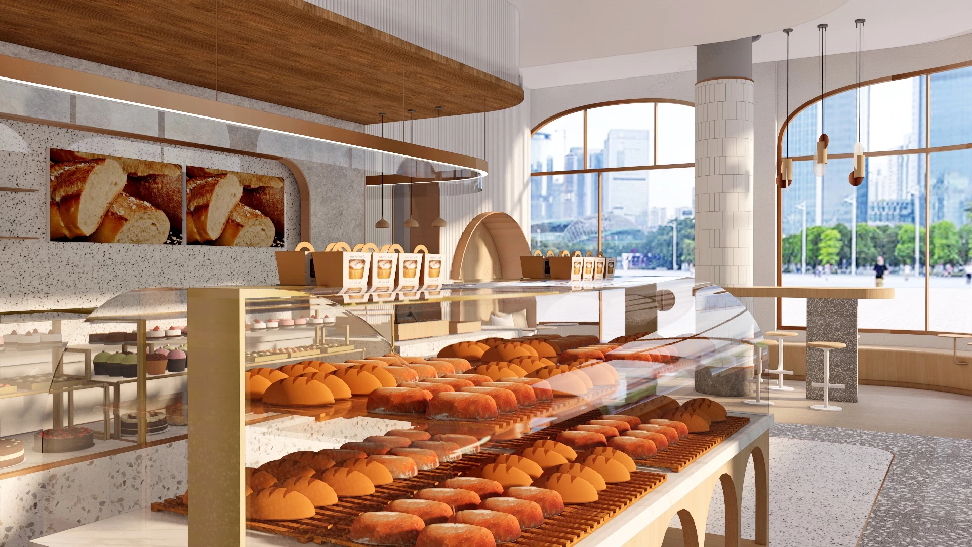 Modern Bakery Cafe Interior Design sketchup model preview - SketchupBox