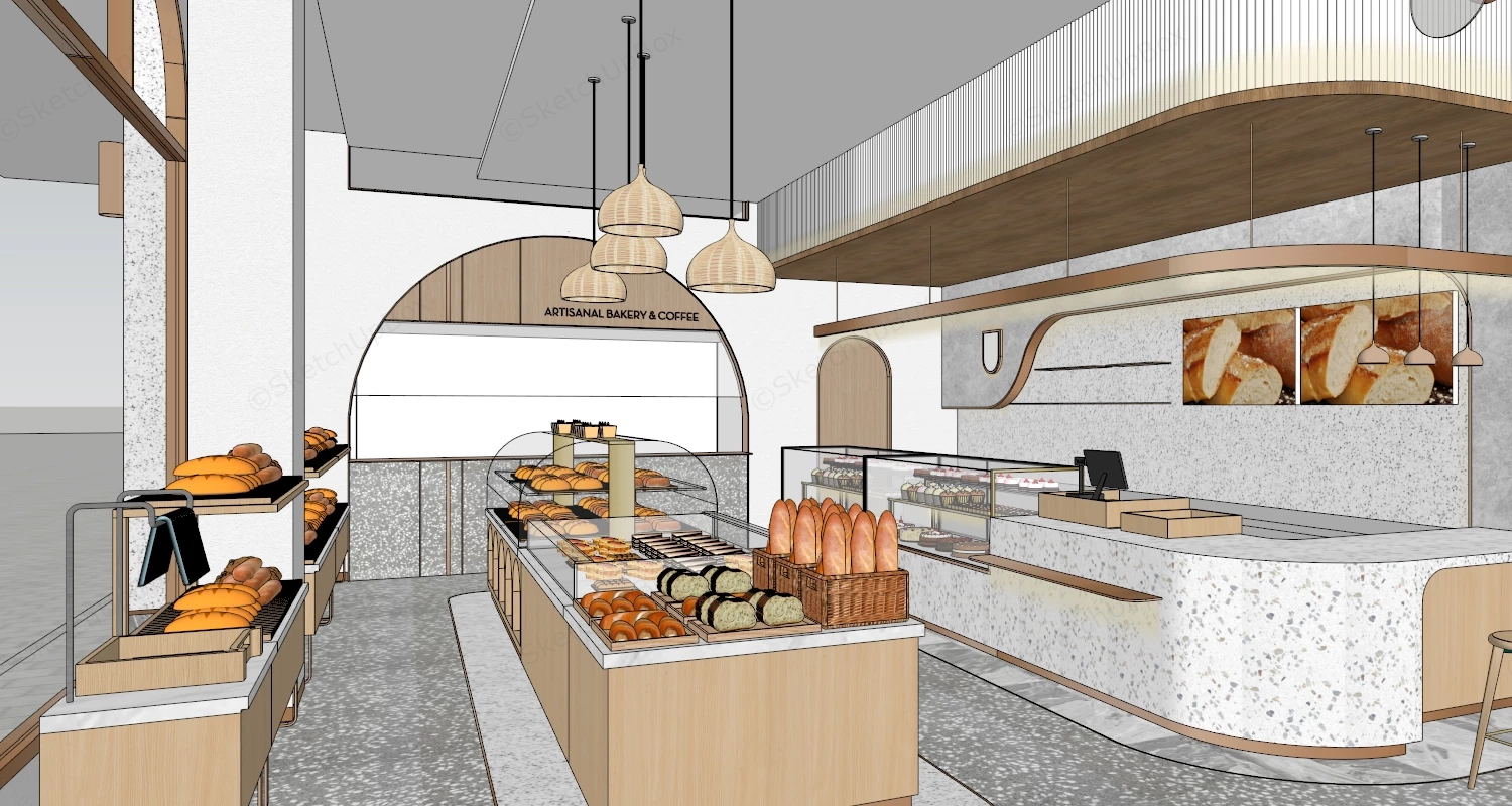 Modern Bakery Cafe Interior Design sketchup model preview - SketchupBox