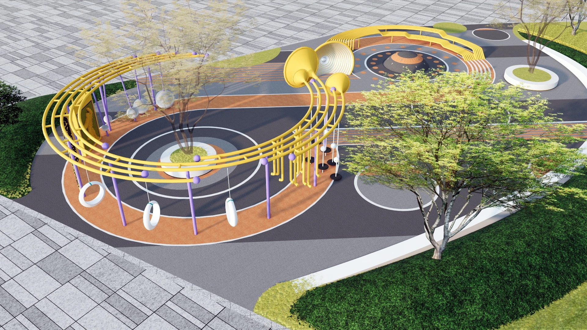 Urban Park Play Structures sketchup model preview - SketchupBox