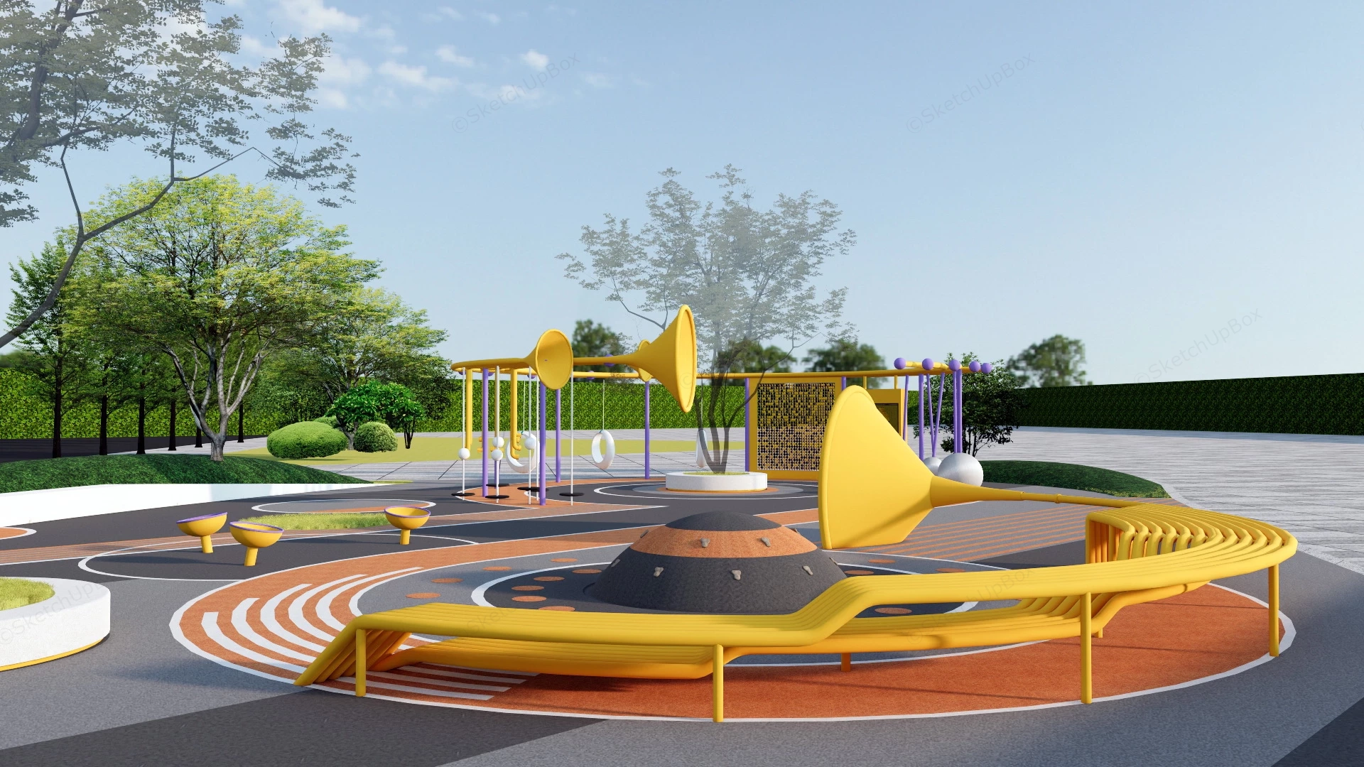 Urban Park Play Structures sketchup model preview - SketchupBox