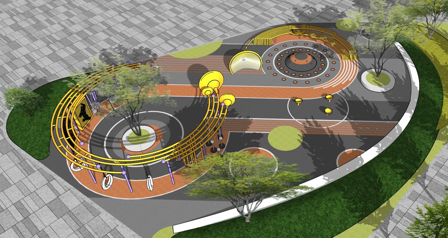Urban Park Play Structures sketchup model preview - SketchupBox