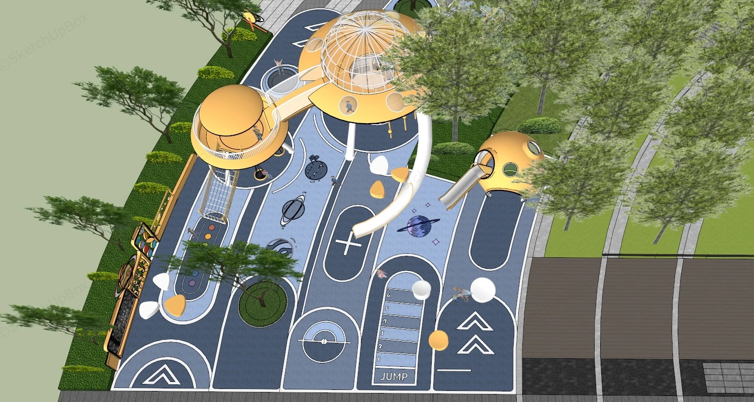 Space Themed Kids Playground sketchup model preview - SketchupBox