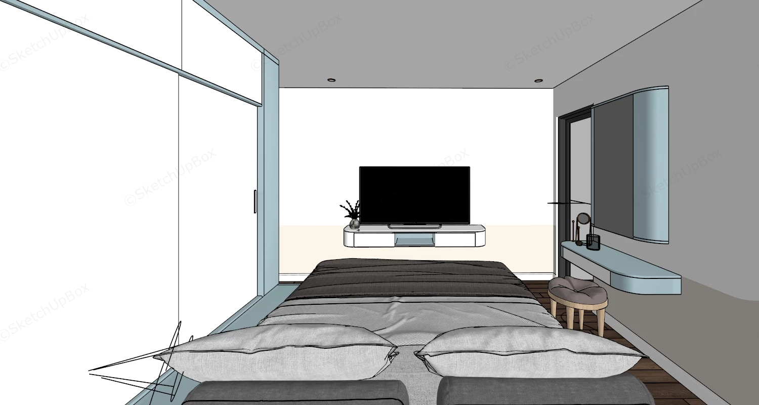 Light Blue Girls Bedroom sketchup model preview - SketchupBox