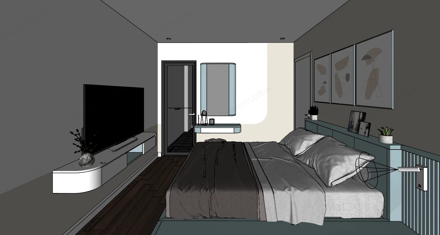 Light Blue Girls Bedroom sketchup model preview - SketchupBox