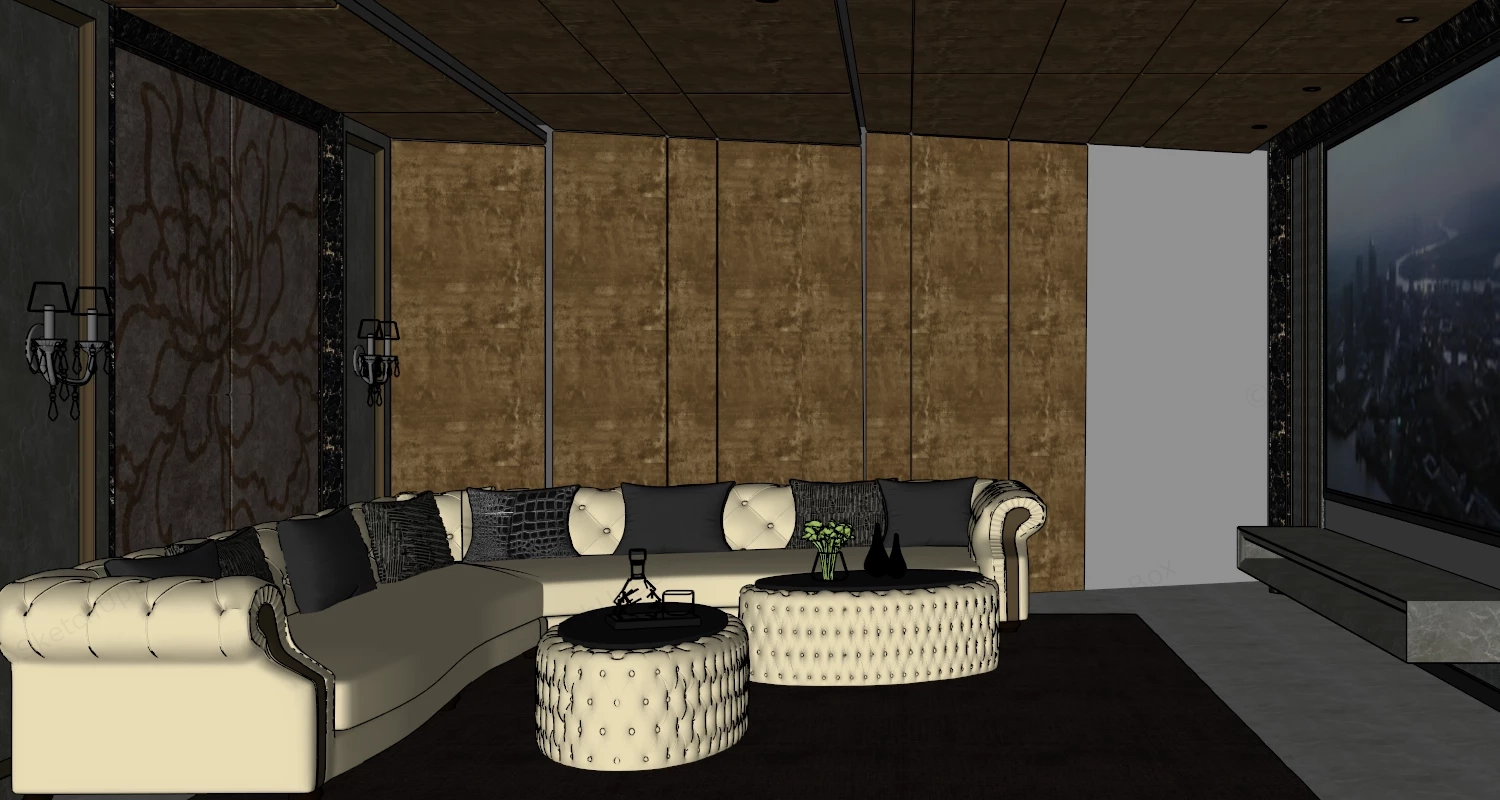 Classic Luxury Home Theater sketchup model preview - SketchupBox