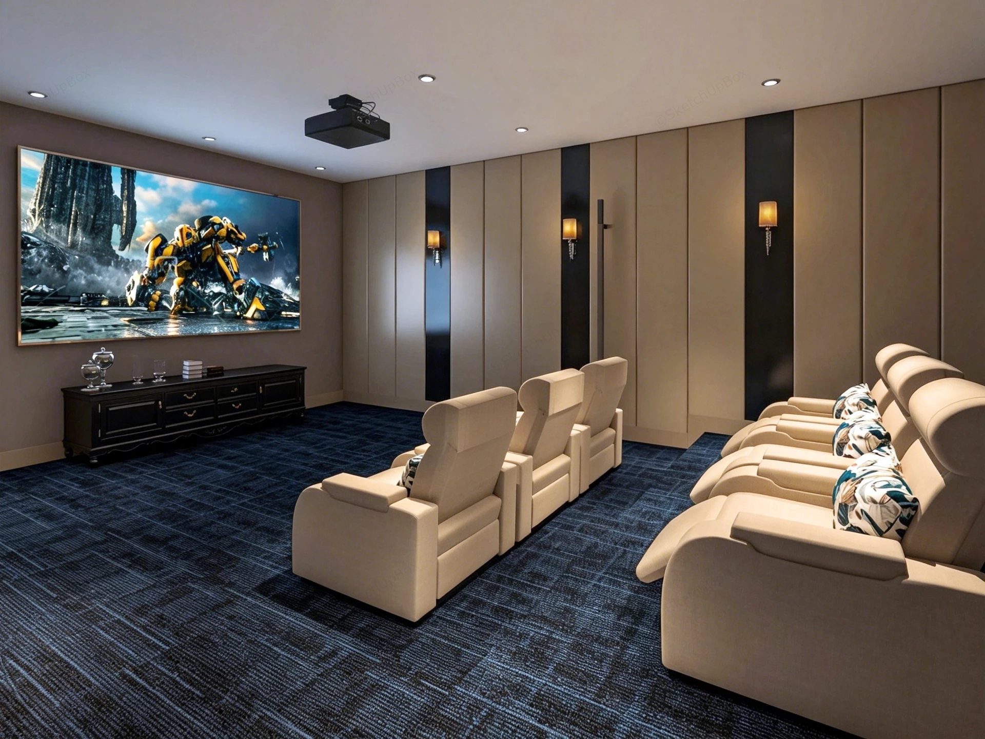 Traditional Home Theater Design sketchup model preview - SketchupBox