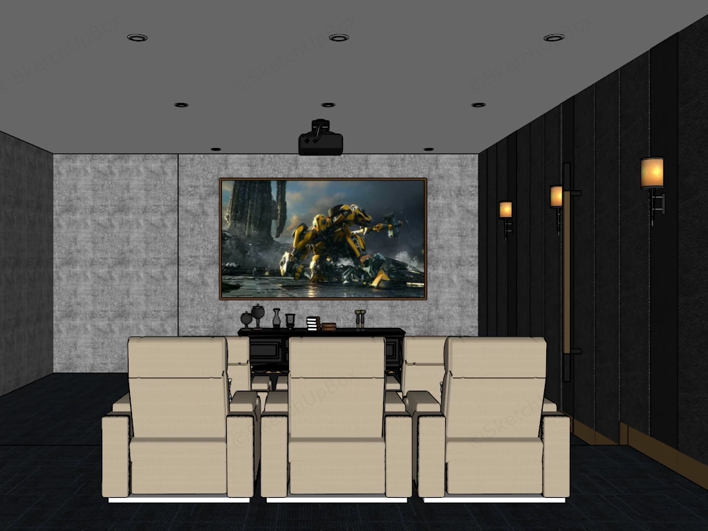 Traditional Home Theater Design sketchup model preview - SketchupBox