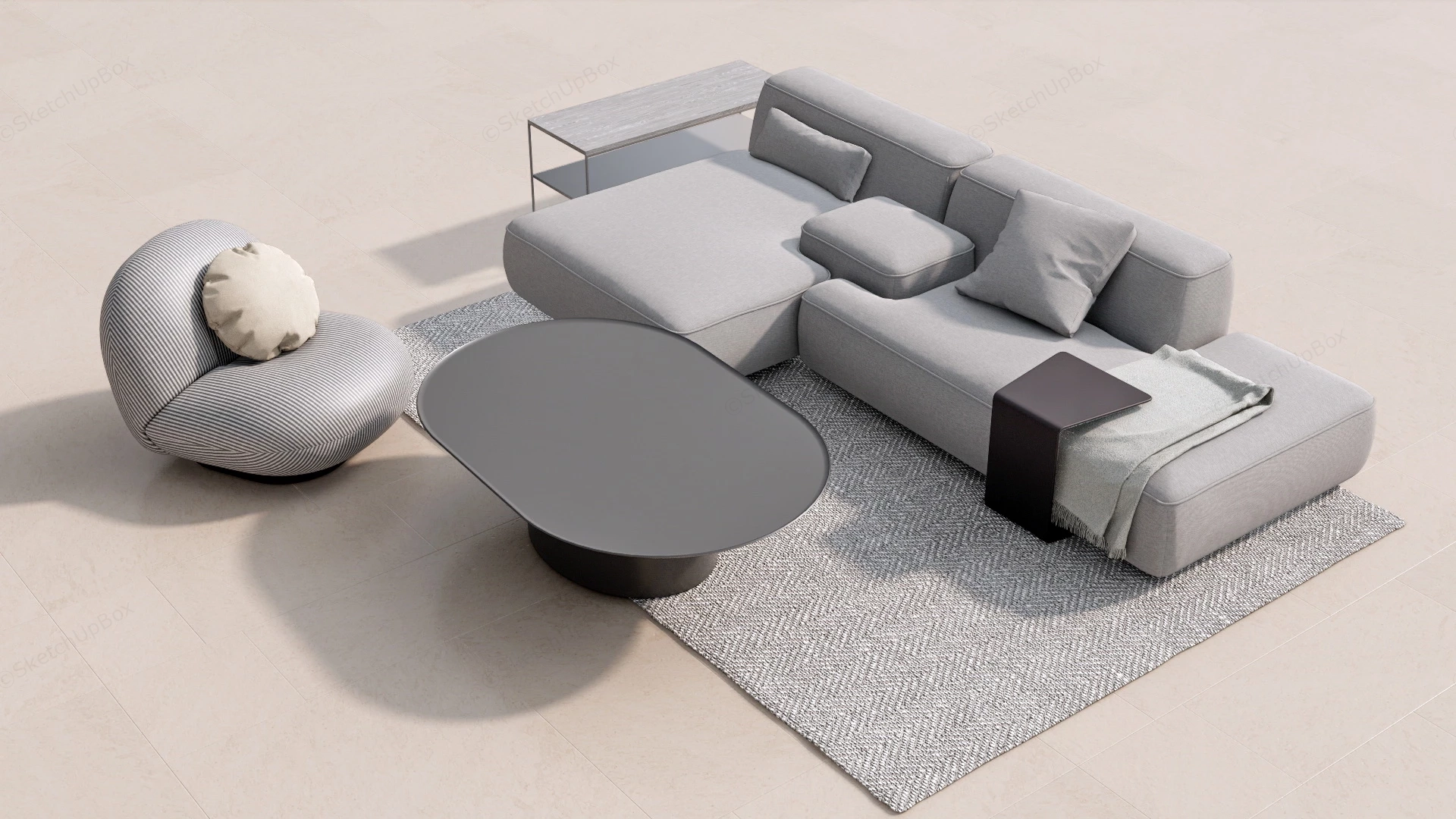 Modern Sofa And Coffee Table Set sketchup model preview - SketchupBox