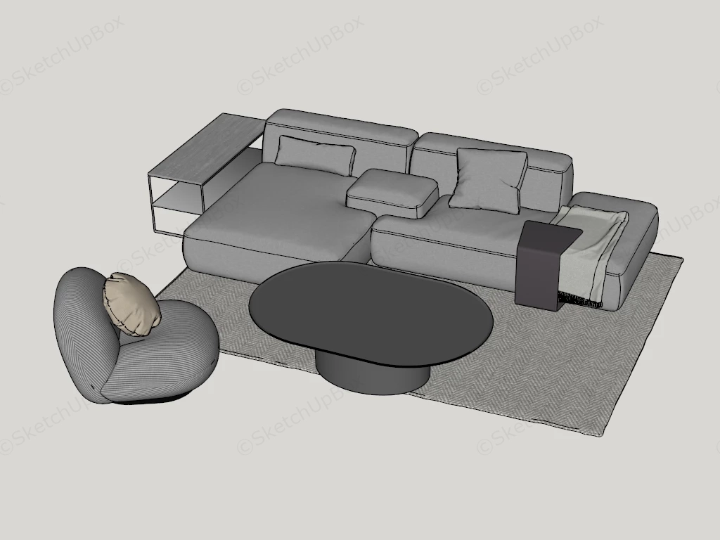 Modern Sofa And Coffee Table Set sketchup model preview - SketchupBox