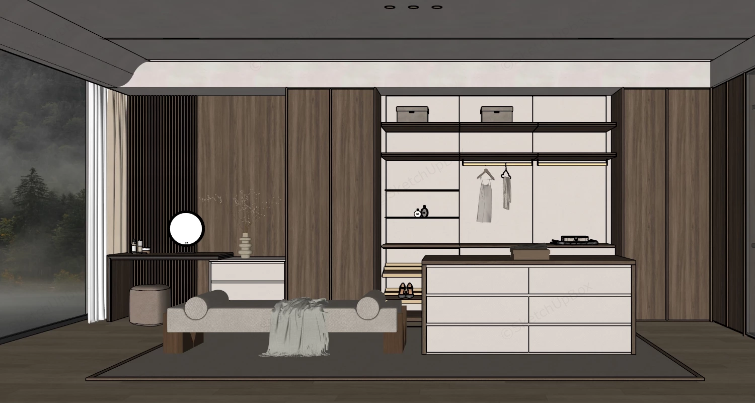 Minimalist Dressing Room Interior sketchup model preview - SketchupBox