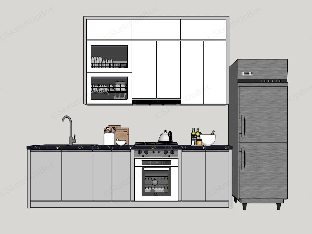 Small Apartment Kitchen Cabinets sketchup model preview - SketchupBox