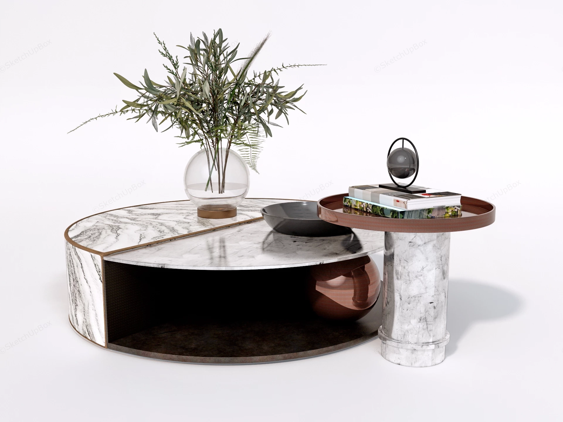 Round Nesting Coffee Table Set sketchup model preview - SketchupBox