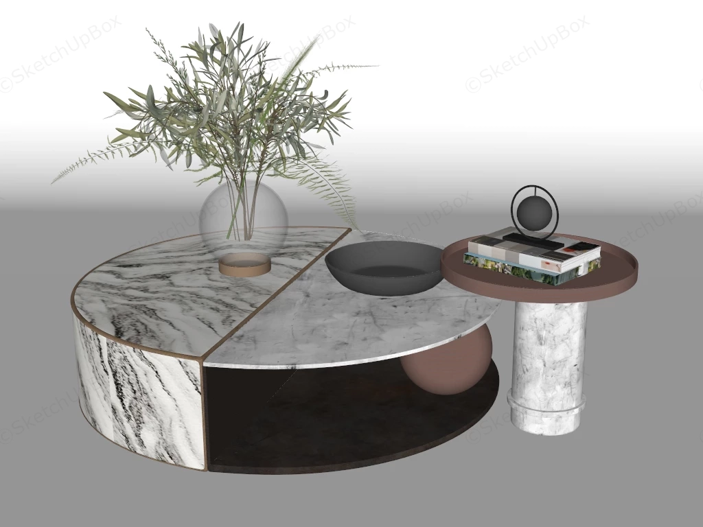 Round Nesting Coffee Table Set sketchup model preview - SketchupBox