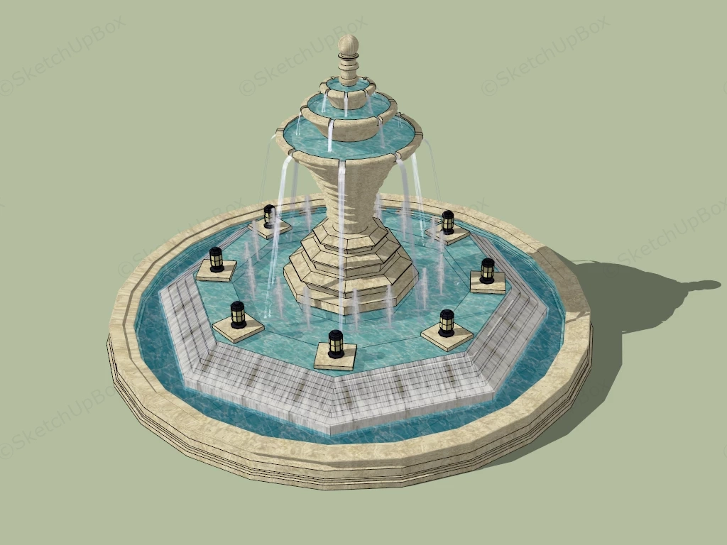 Grand Water Fountain sketchup model preview - SketchupBox