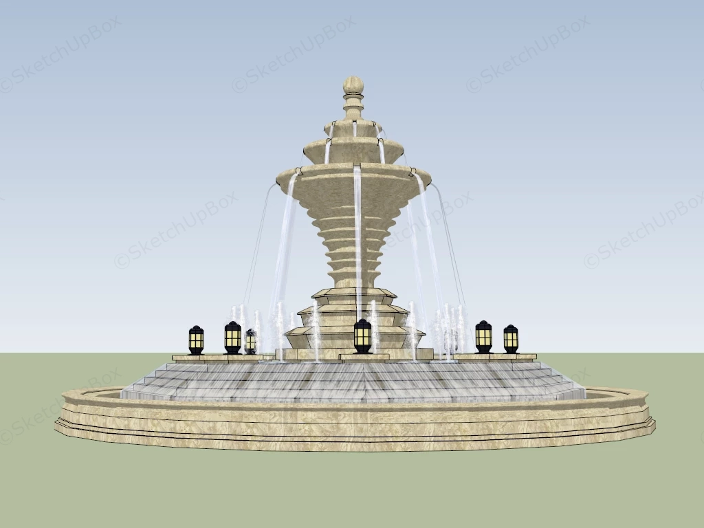 Grand Water Fountain sketchup model preview - SketchupBox