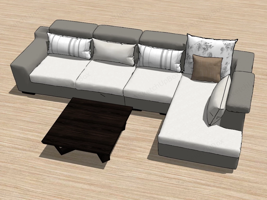 Sectional Sofa With Chaise sketchup model preview - SketchupBox