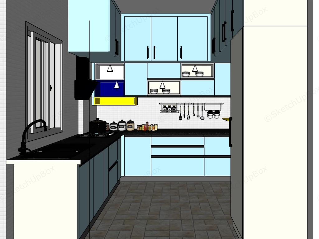 Light Blue Kitchen Design sketchup model preview - SketchupBox