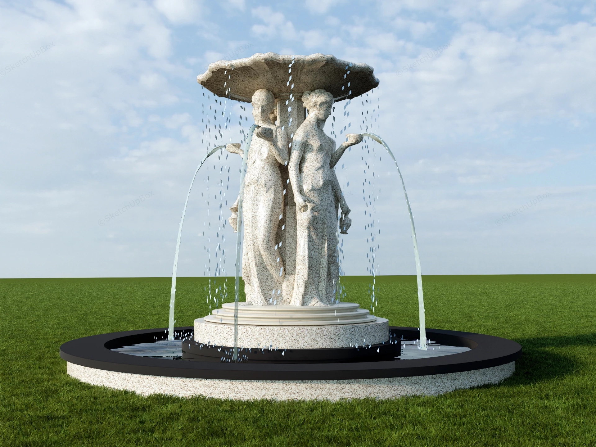 Greek Woman Statue Fountain sketchup model preview - SketchupBox