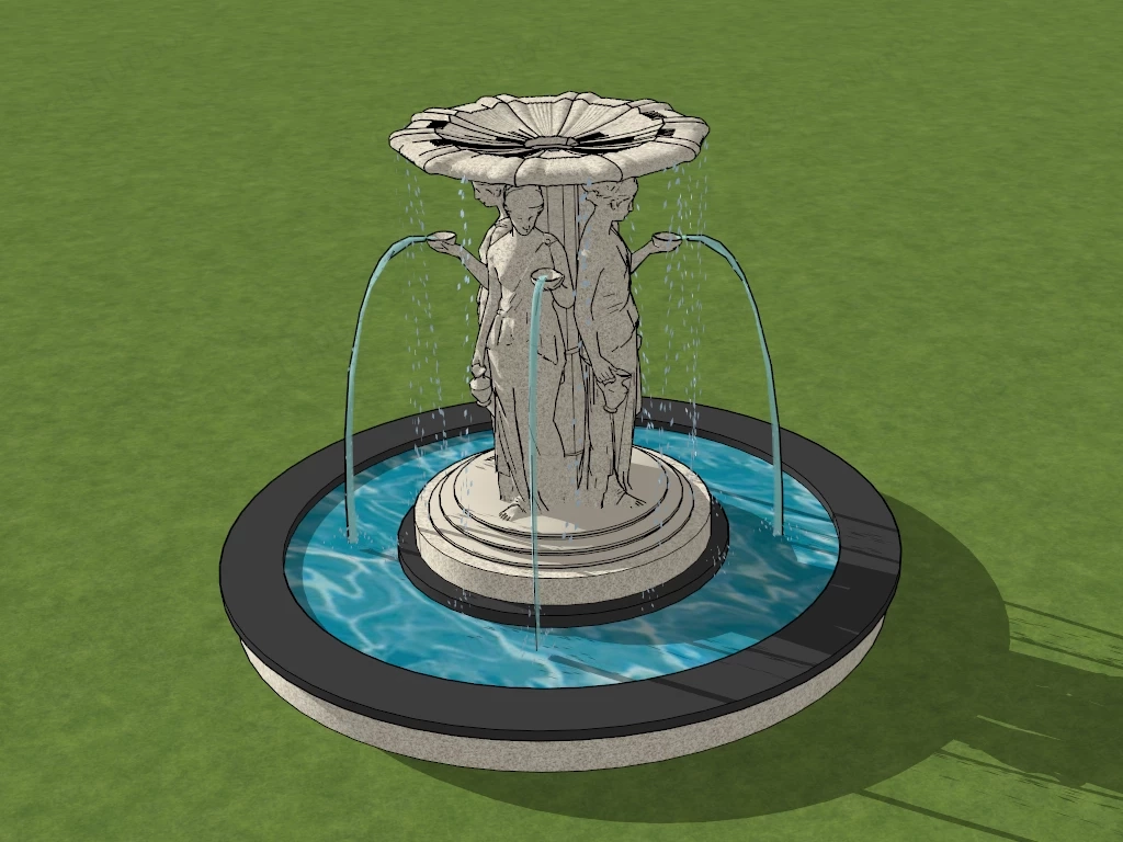 Greek Woman Statue Fountain sketchup model preview - SketchupBox