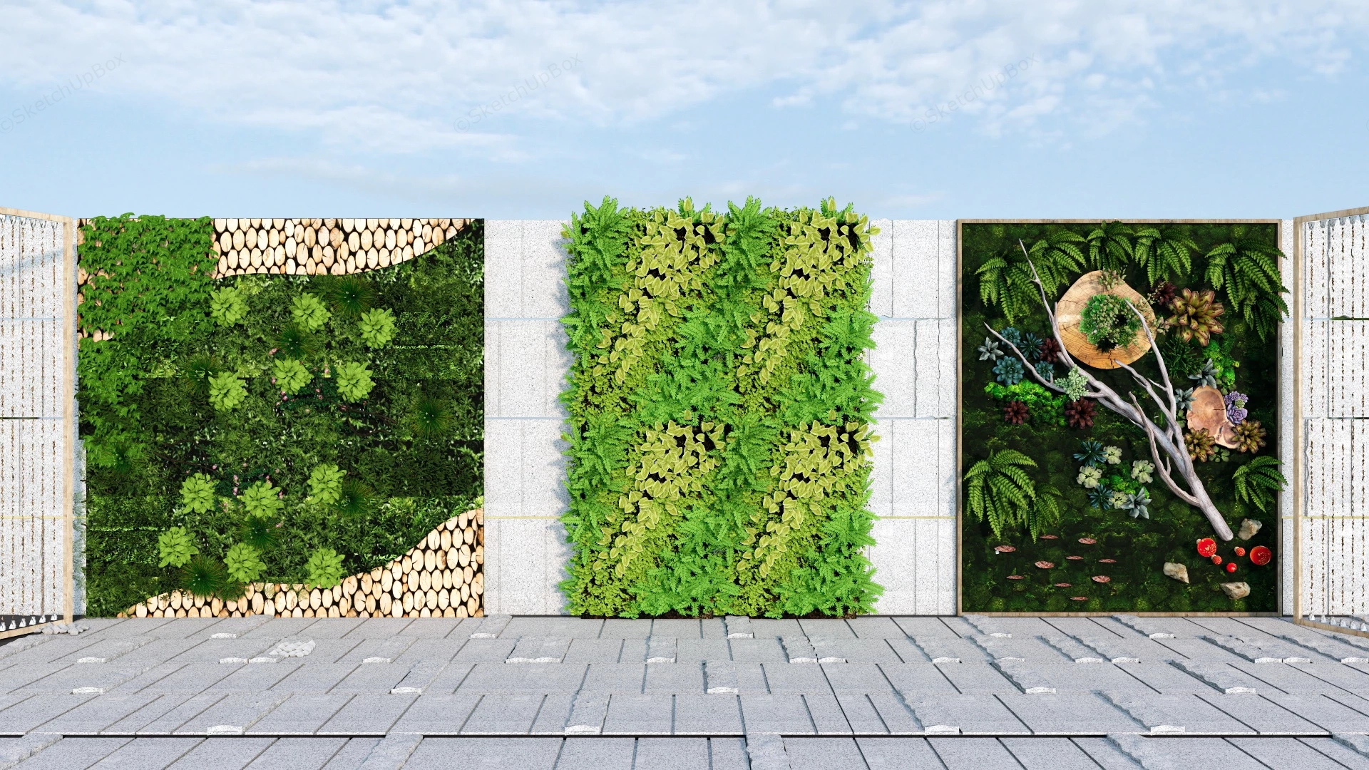 Outdoor Vertical Green Wall sketchup model preview - SketchupBox