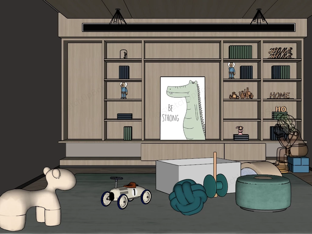 Kids Playroom Design sketchup model preview - SketchupBox