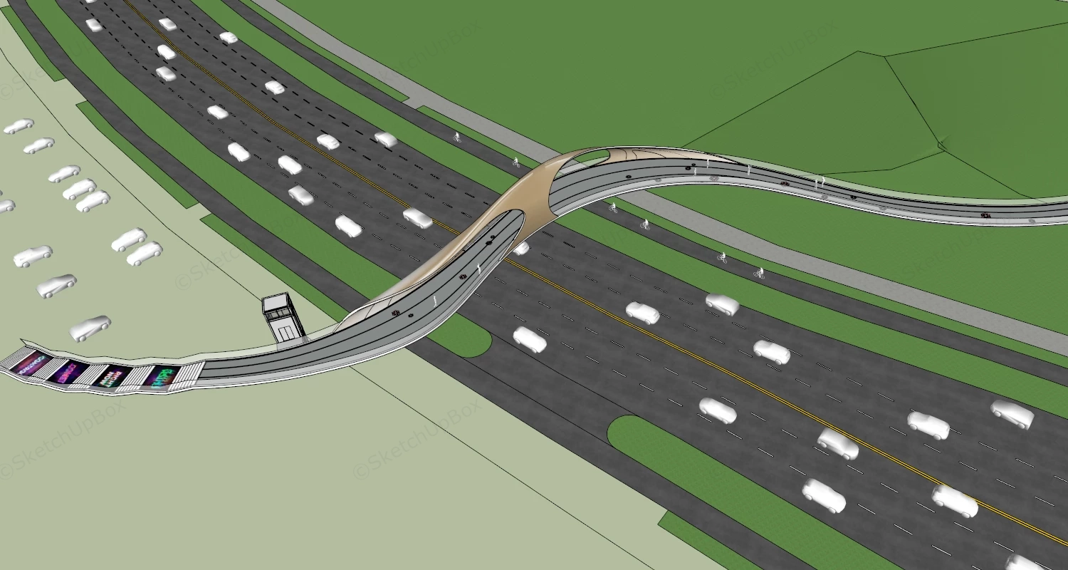 Pedestrian Bridge Over Road sketchup model preview - SketchupBox