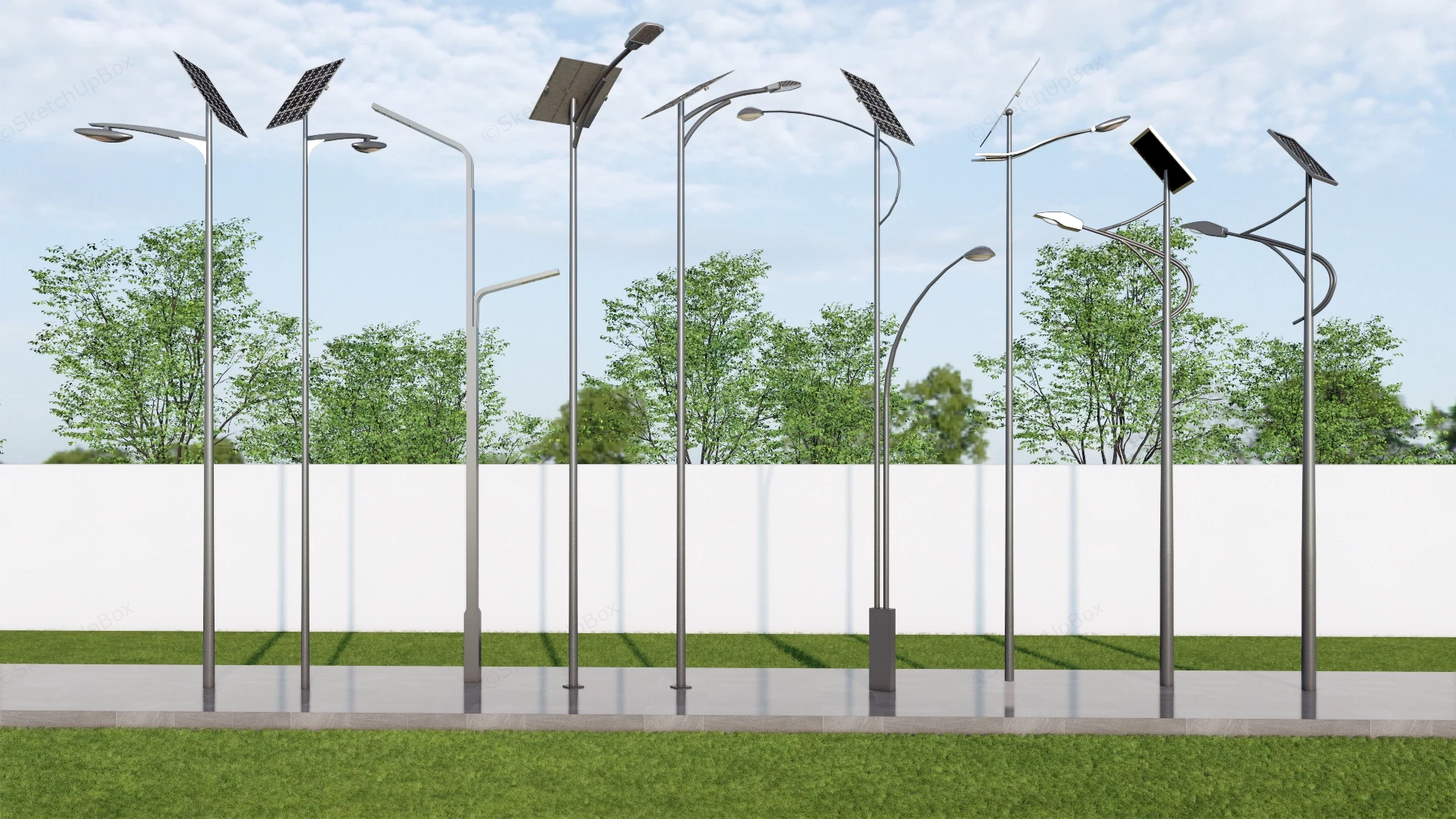 Solar Power Street Lights sketchup model preview - SketchupBox