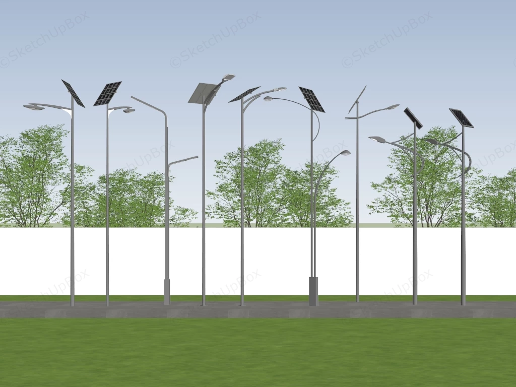 Solar Power Street Lights sketchup model preview - SketchupBox
