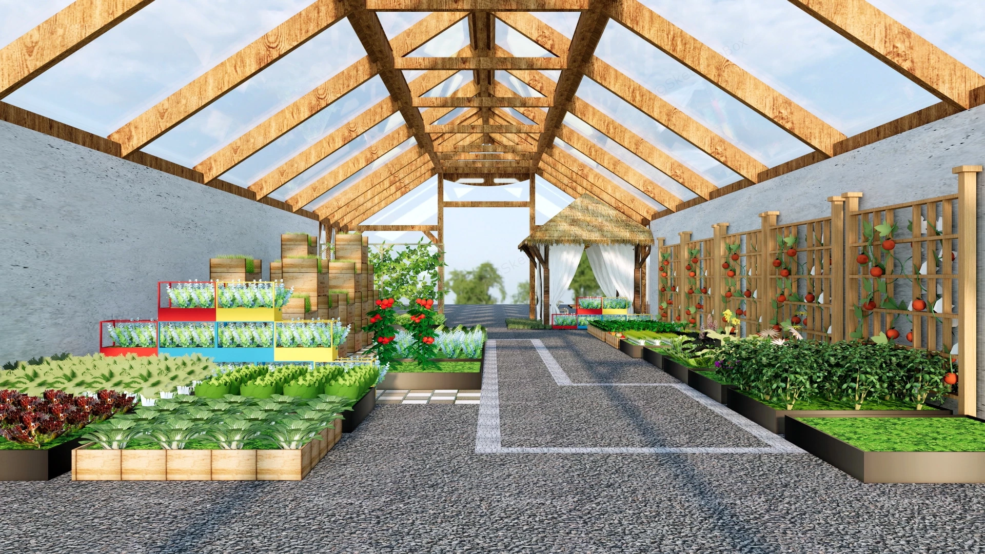 Greenhouse Vegetable Garden sketchup model preview - SketchupBox