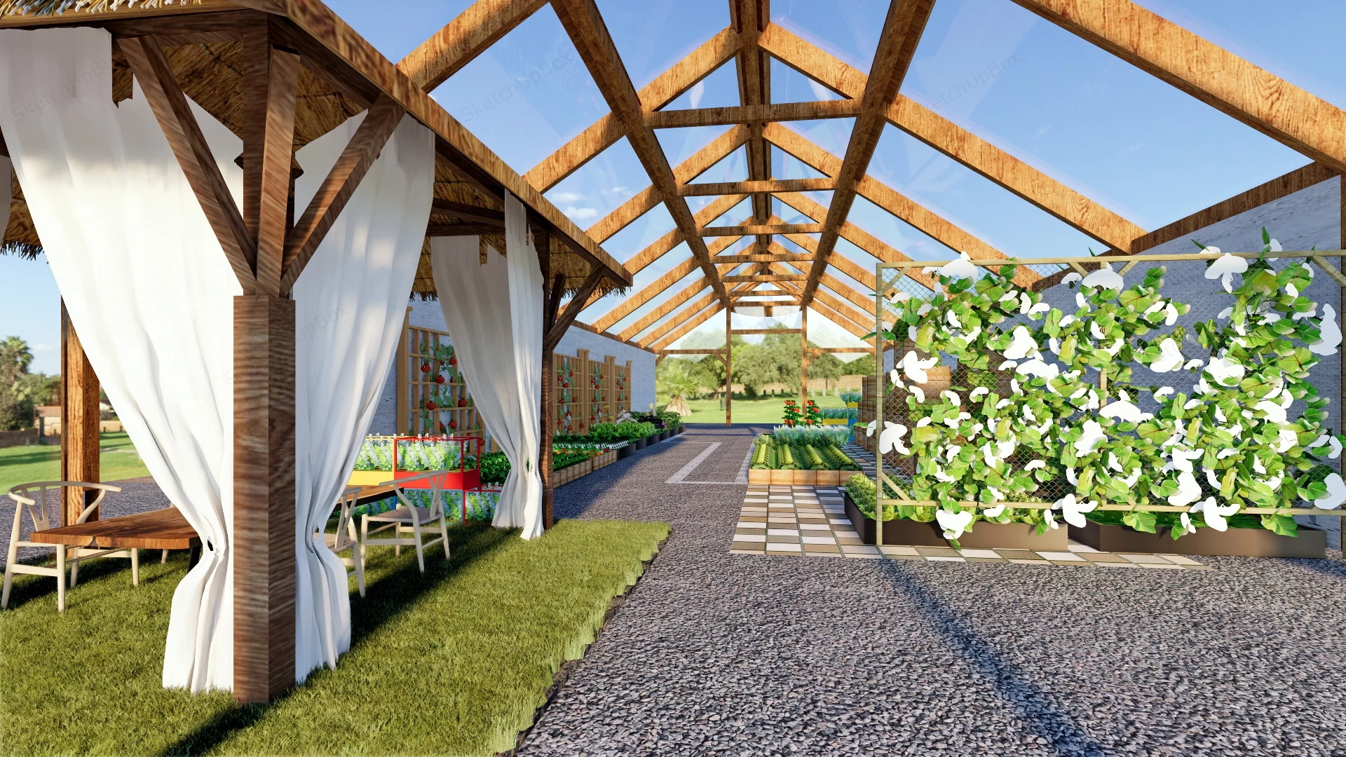 Greenhouse Vegetable Garden sketchup model preview - SketchupBox