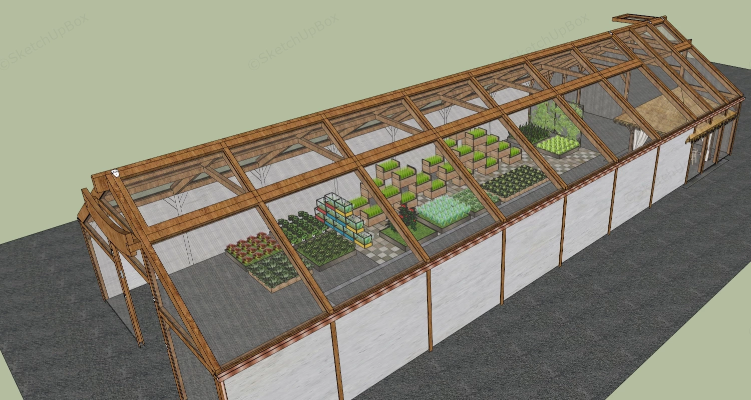 Greenhouse Vegetable Garden sketchup model preview - SketchupBox