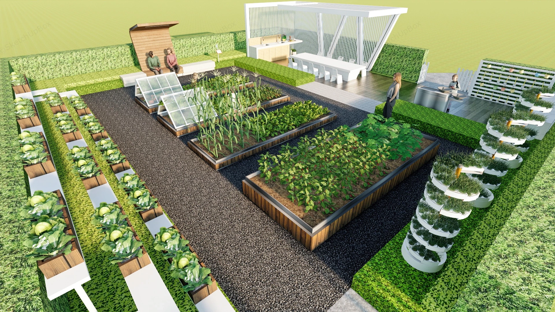 Outdoor Vegetable Garden sketchup model preview - SketchupBox