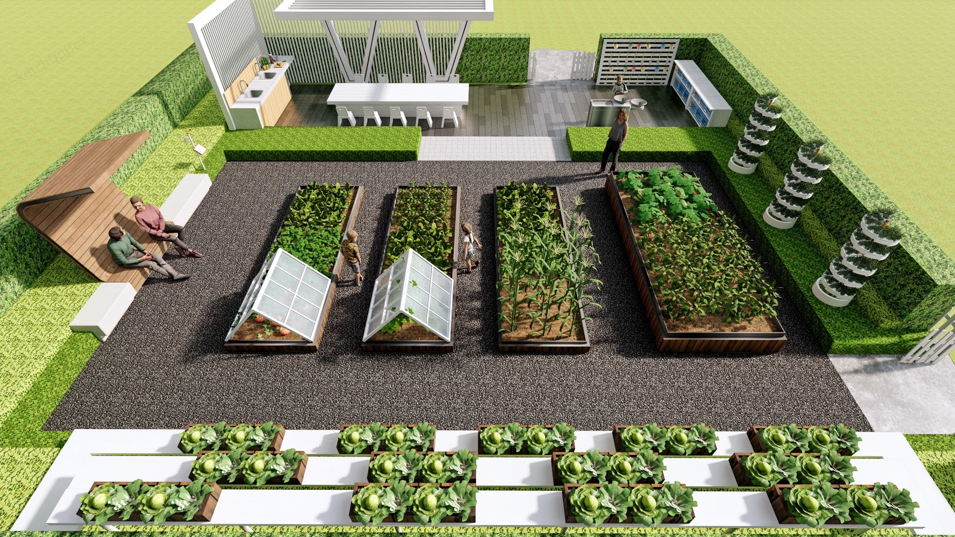Outdoor Vegetable Garden sketchup model preview - SketchupBox