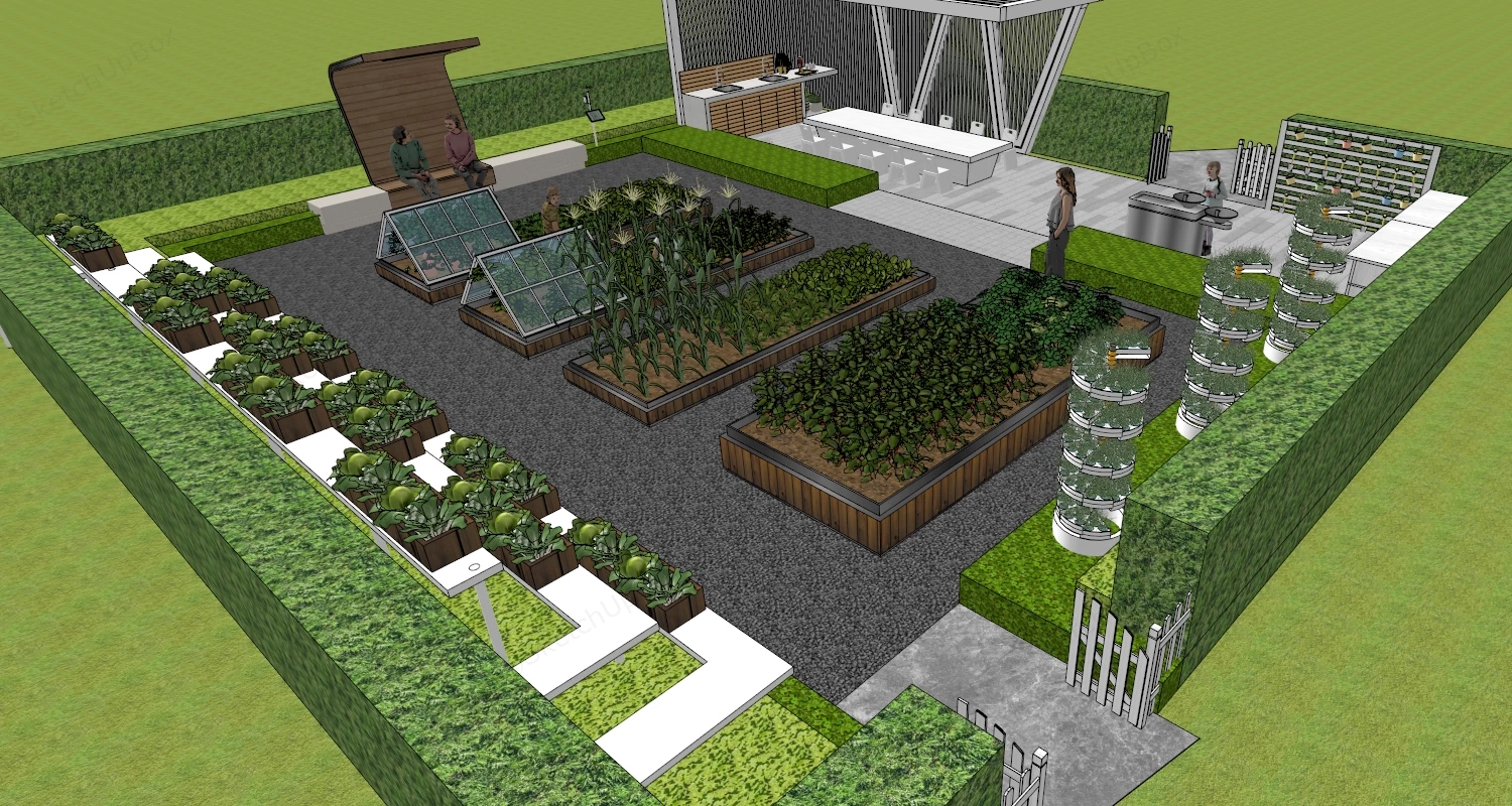Outdoor Vegetable Garden sketchup model preview - SketchupBox